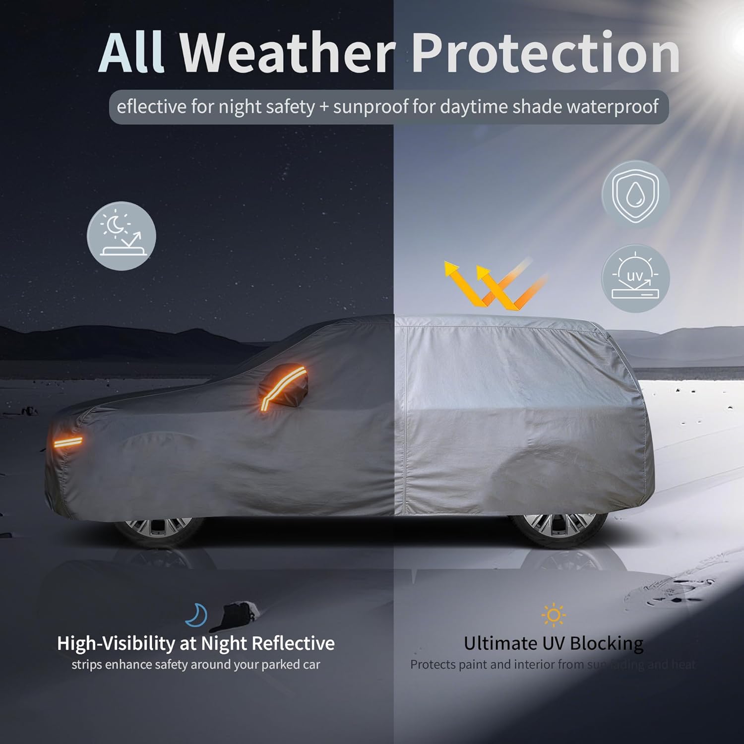 Car Cover Waterproof All-Weather,Heavy-Duty Outdoor Full Exterior Automobiles Snow Cover for Jeep Wrangler 4 Dr/Unlimited 4 Door JK JL(1987-2026),with Sun Visor,Towel&Storage Bag