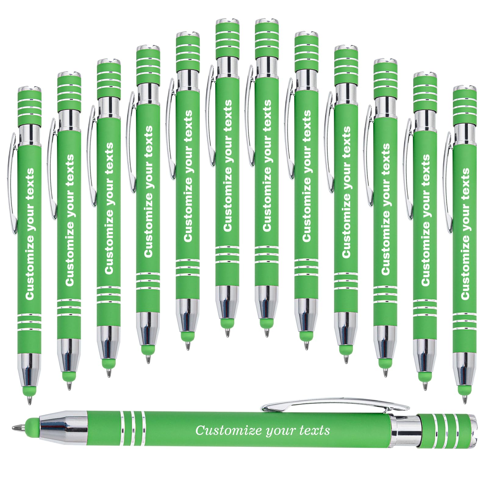 Custom 2 in 1 Black Ink Ballpoint Pen - Personalize Your Business Information, Name, Phone Number, Good for Corporate Promotions, Wedding Wishes, Great Gifting, Custom Metal Engraved Pens - 36PC