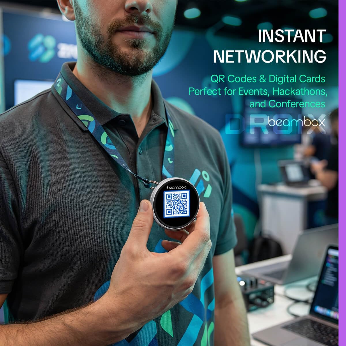 NIKKO Badge électronique dynamique | Broche numérique portable intelligente avec écran tactile IPS 1,8". Pour cosplay et événements. Affiche GIFs/vidéos programmables. Contrôle via app Bluetooth 5.4