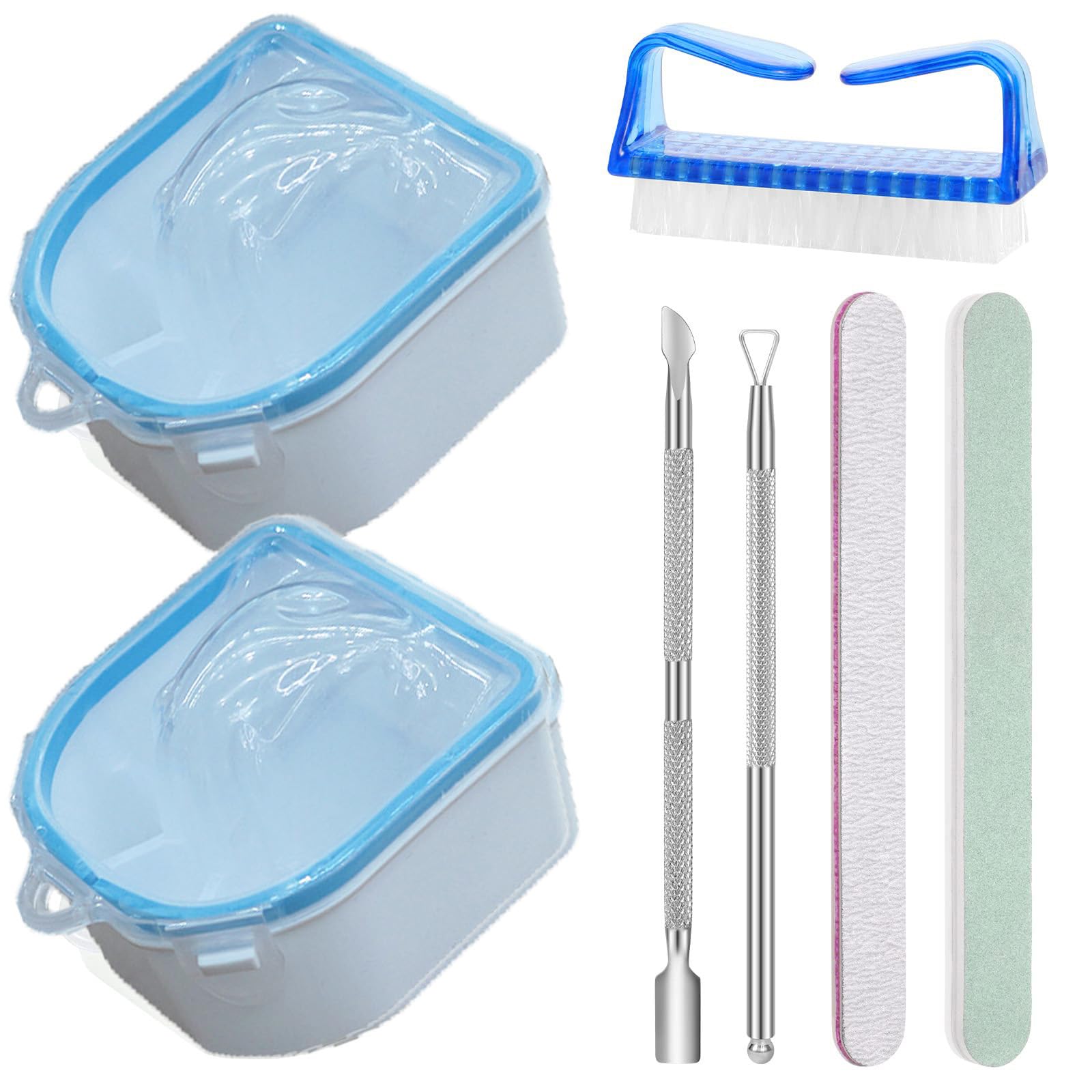nuanzhiyuan Nails Soaking Bowl,Gel Nails Polish Remover Kits,Dip Powder Remover Tool,Brush,Cuticle Pusher,Cuticle Peeler,Nails File