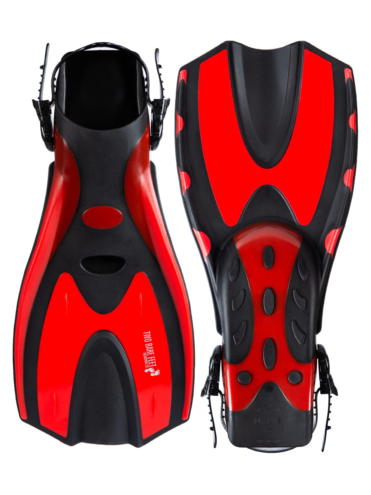 Two Bare Feet Adjustable Diving Fins – Swim, Snorkel & Scuba Fins for Adults – Full Foot Flippers with Easy Strap – Ideal for Holidays, Pool, Sea & Water Sports