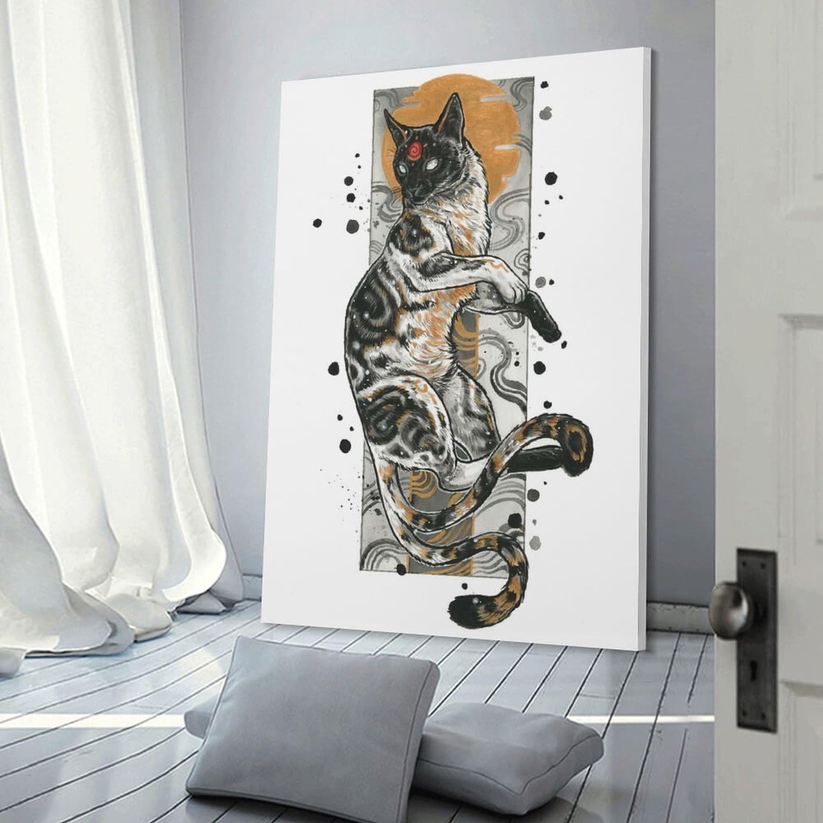 Junmoney Nekomata Wall Picture Print 20x30inch(50x75cm), for Home Office, Desk Area Or Studio, Home Office Artwork with Decorative Appeal
