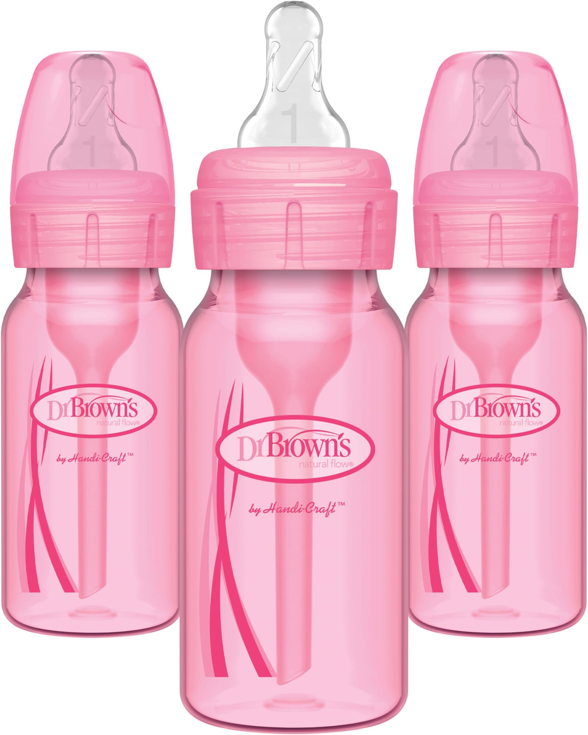 Dr. Brown's Options Baby Bottles, 4 Ounce, Pink, 3 Count