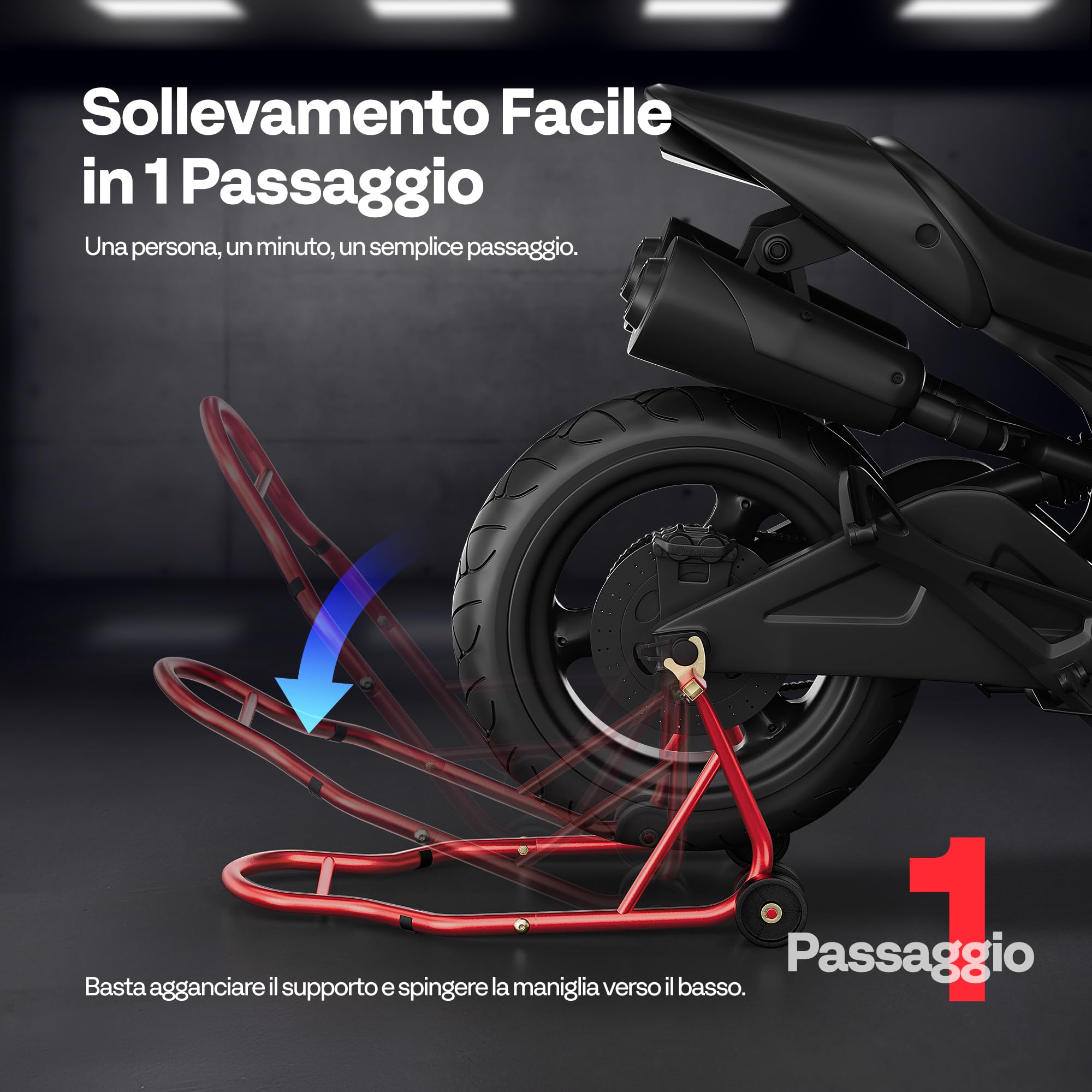 SPECSTAR Cavalletto Moto 200KG Sollevatore Ruota Posteriore Regolabile U+L