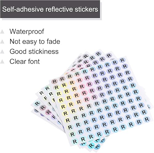 Miniatura 3 de MECCANIXITY Calcomanías láser con letras mayúsculas, alfabeto R redondo, autoadhesivas, reflectantes, para inventario, almacenamiento, organización,