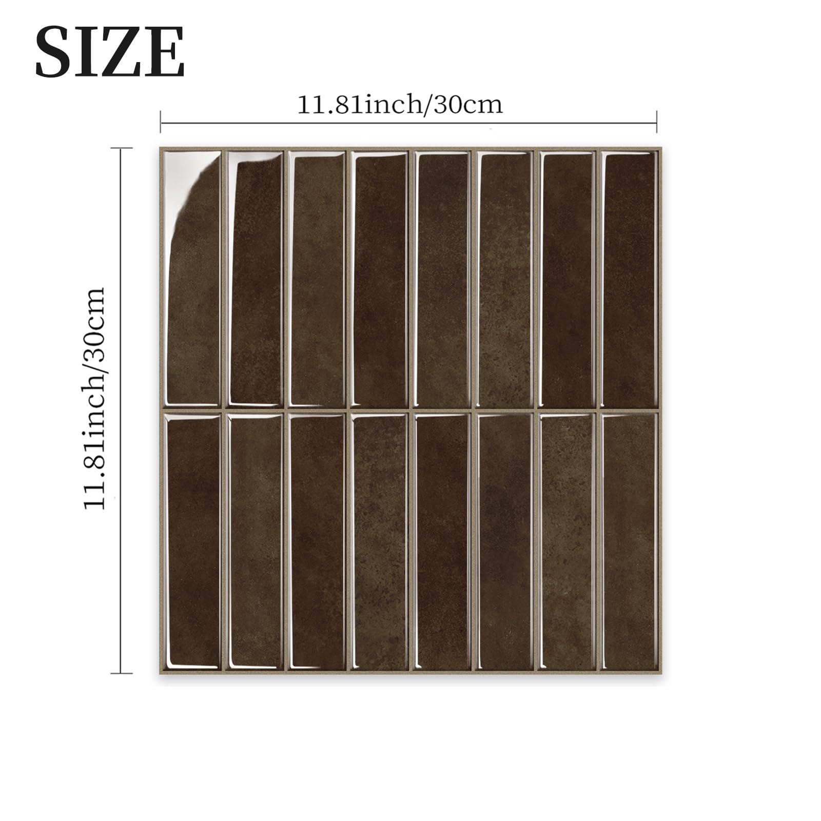 Alwayspon 10 vellen 30,5 cm / 12 inch 3D zelfklevende wandtegelstickers, afneembare en op te plakken waterdichte spatbeschermingstegelstickers voor keuken, badkamer, muur, lichtblauw-grijs