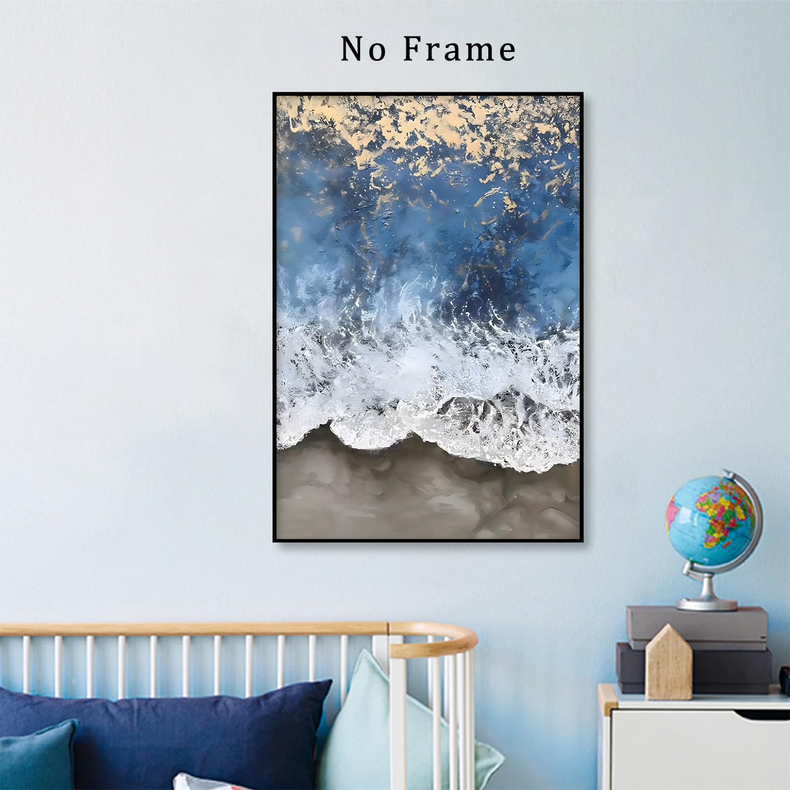 Abstrakte Ozean-Leinwand 'Dunkelblaues Kunstwerk' – Marineblaue Meeres-Wandkunst Fürs Schlafzimmer, 40,6x61cm, Auf Leinwand Gedruckt
