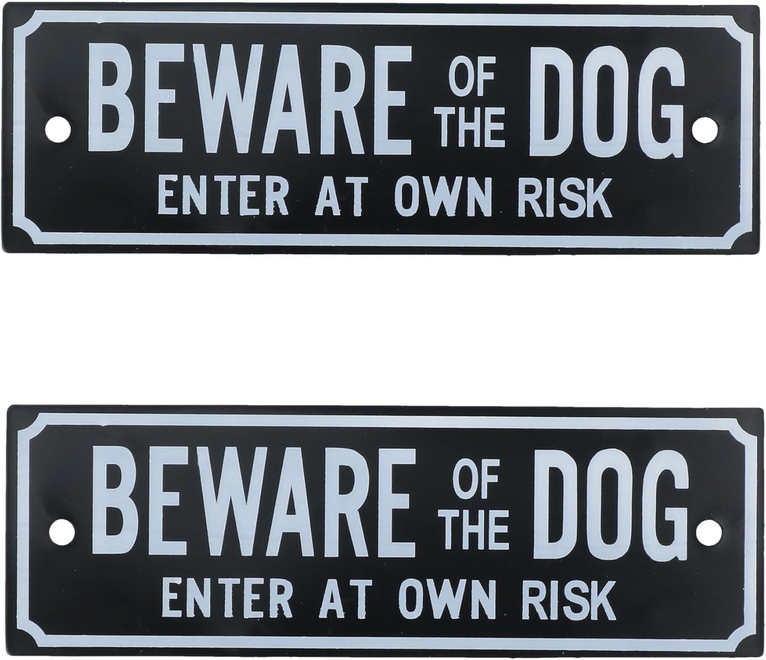 Two Beware Of The Dog Enter At Own Risk Home Gate Dog Warning Sign