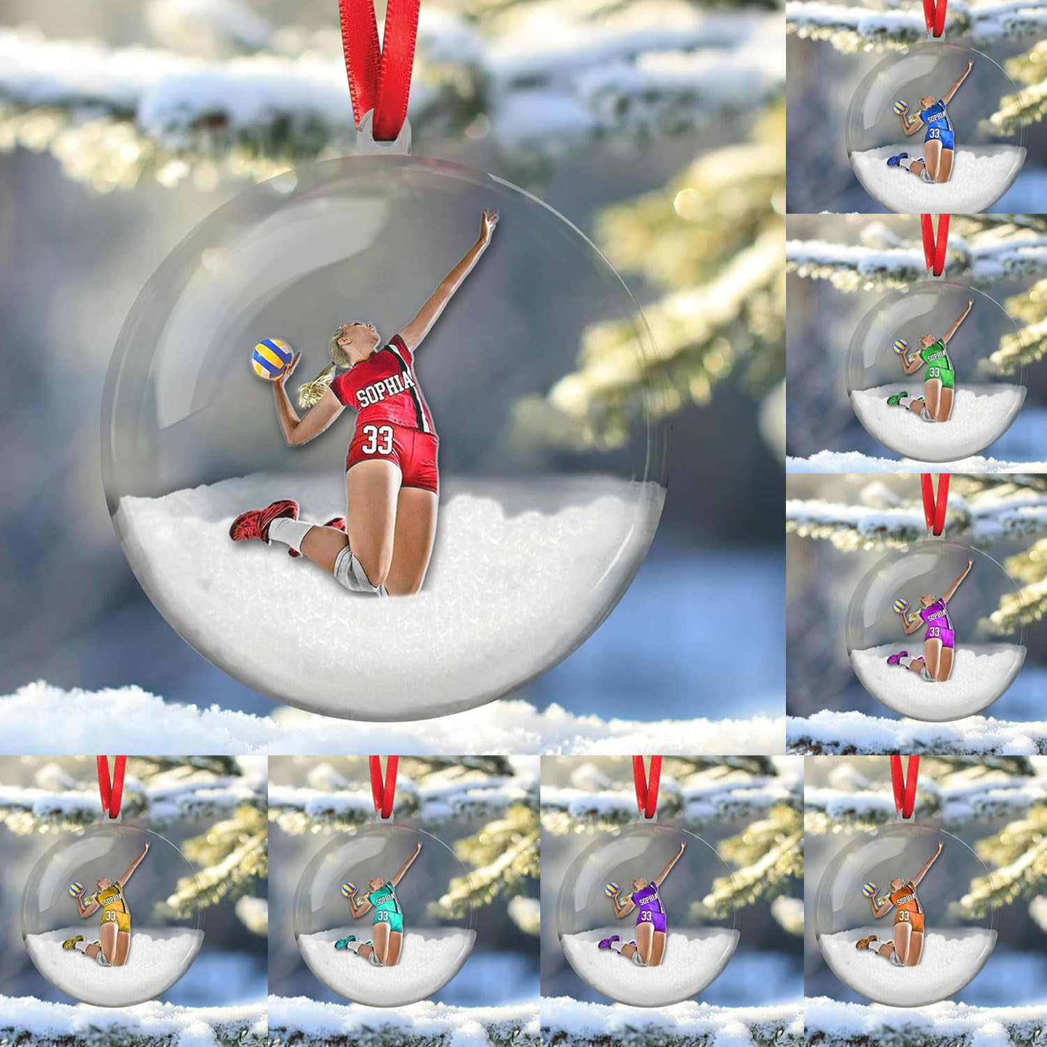 Personalized Volleyball Christmas Tree Ornament - Girl's Beach Volleyball Ornament Gift Team