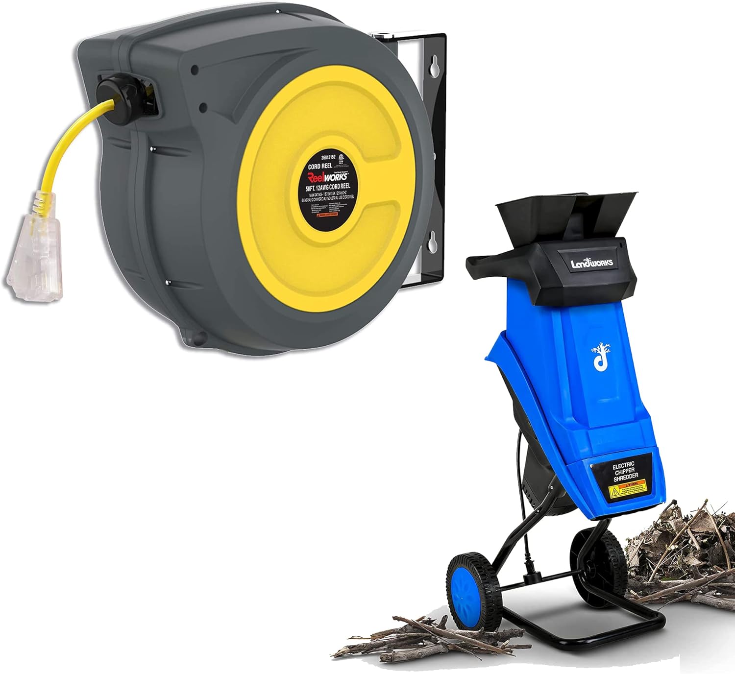 ReelWorks Extension Cord Reel Retractable 12AWG x 50' Foot 3C/SJTOW