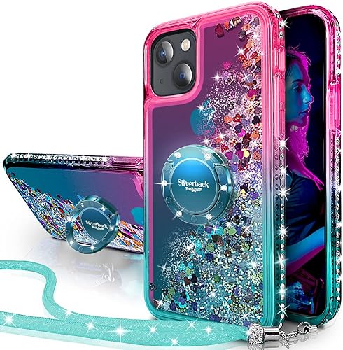 Miniatura 7 de Silverback Funda para iPhone 13 con soporte de anillo, para mujeres y niñas, bonita funda protectora con anillo de diamante para iPhone 13 de 6.1