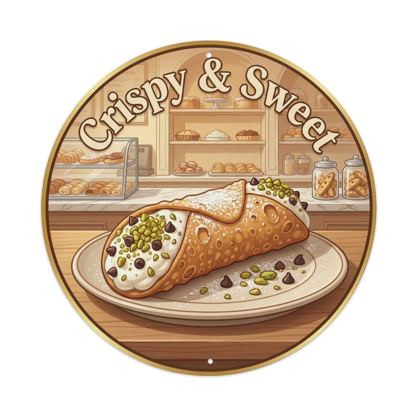 Okahys 8X8inch(20X20cm) Cannoli Cream Vintage Gourmet Food Metal Tin Sign