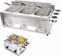 Vista 1 de Freidora de gas, con 3 canastas, control preciso de temperatura, freidora eléctrica de gran capacidad para restaurante/hogar, perfecta para papas
