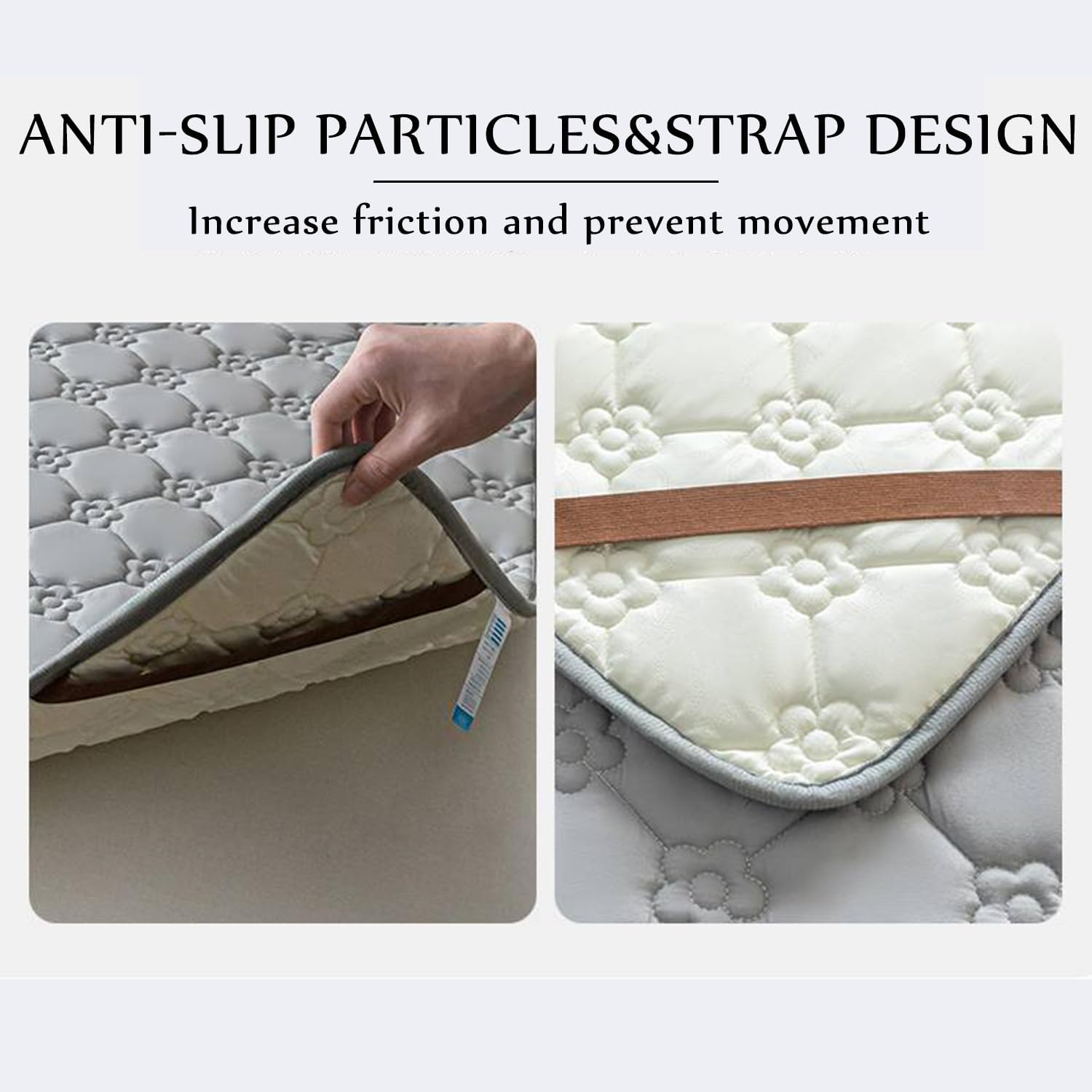 Twin Size Waterproof Mattress Protector with 4 Elastic Band Cooling Mattress Cover Skin-Friendly Quilted Mattress Topper Raw Cotton Mattress Pad Cover Dormitory,White,150x200cm(3pcs)