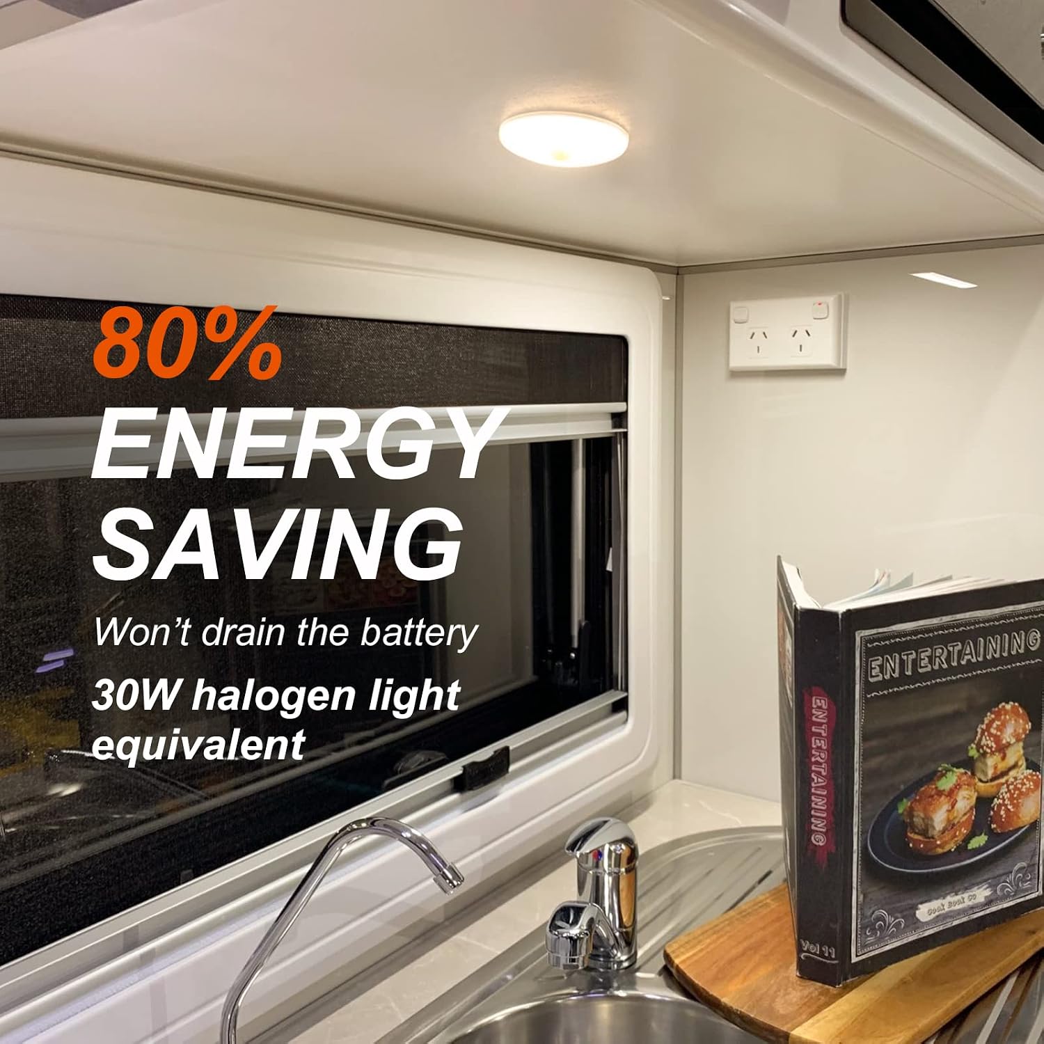 Dream Lighting RV Puck Lights LED 12v RV Interior Ceiling Light 3500K Warm White with On/Off Switch 4.5inch Pack of 2