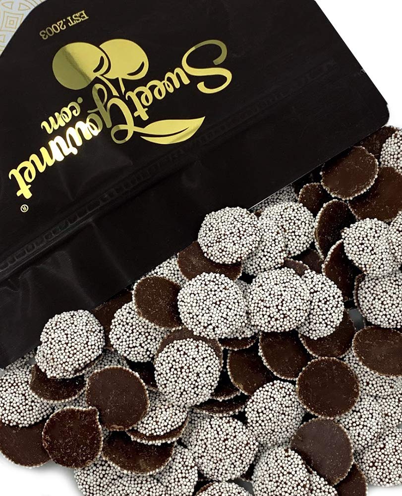 SweetGourmet Regular Nonpareils, Dark Chocolate Disks Topped with White Nonpareils, 2 Pound Bag