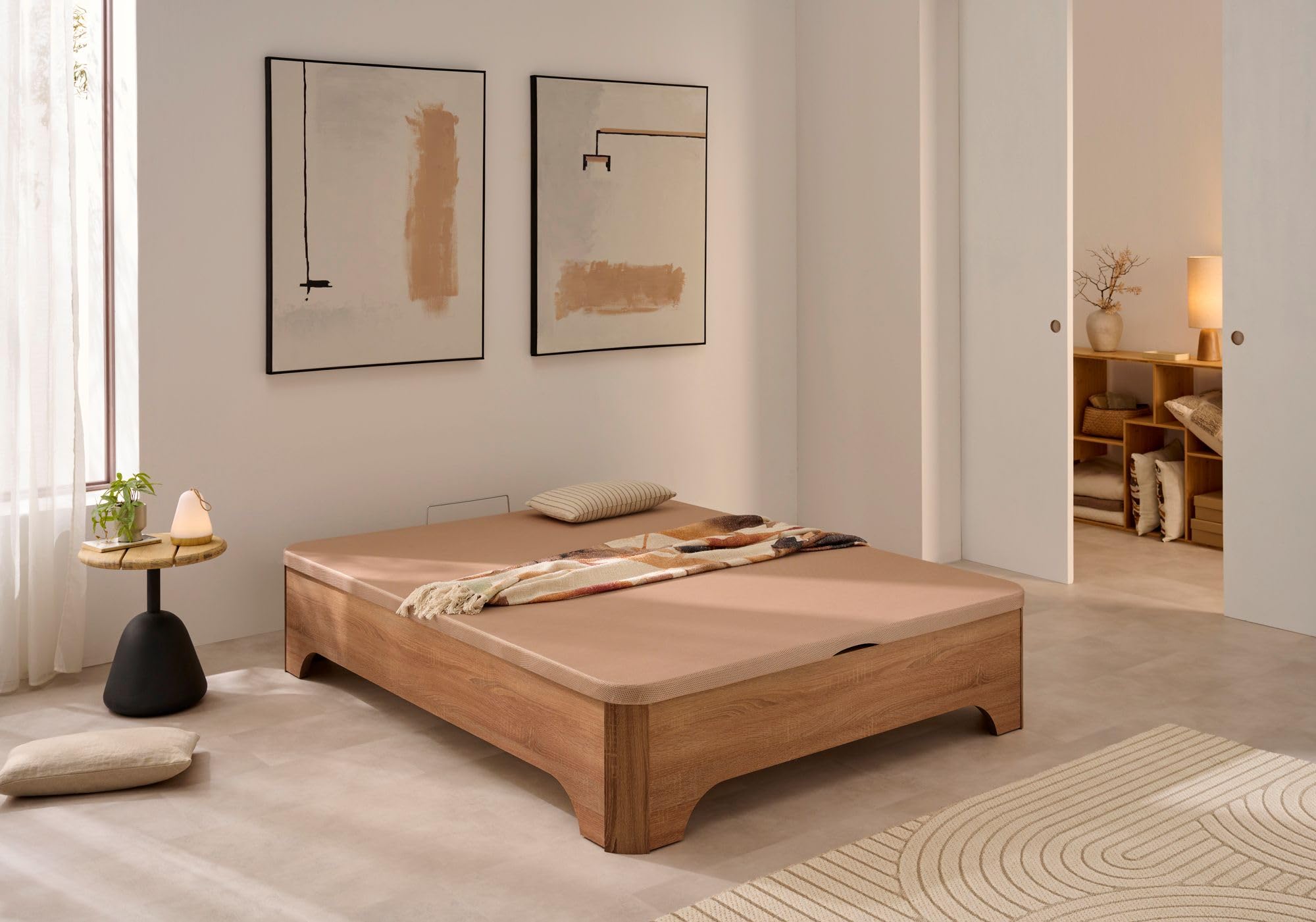 Matris - Canapé Abatible Elevado con Patas Elegance, Arcón Gran Capacidad, Base Transpirable 3D, Apertura Hidráulica, Estructura Reforzada, Varios Tamaños y Colores - Sin Montaje