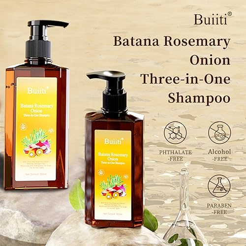 Miniatura 6 de Batana - Champú de aceite de cebolla y romero para el crecimiento del cabello, champú reparador 3 en 1 que nutre y rejuvenece para mayor suavidad y