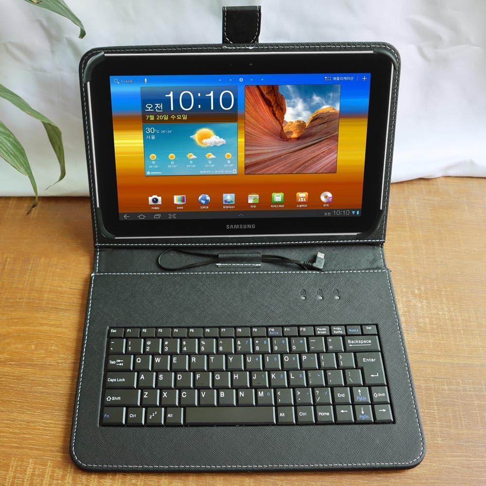 Universal Keyboard Pu Leather Case Cover for 9 inch-10.1 inch 9" 10.1" 10.8“ Tablet PC with USB C Plug QWERTY External Keyboard for Samsung Galaxy/Lenovo tab Android Tablet - Image 4