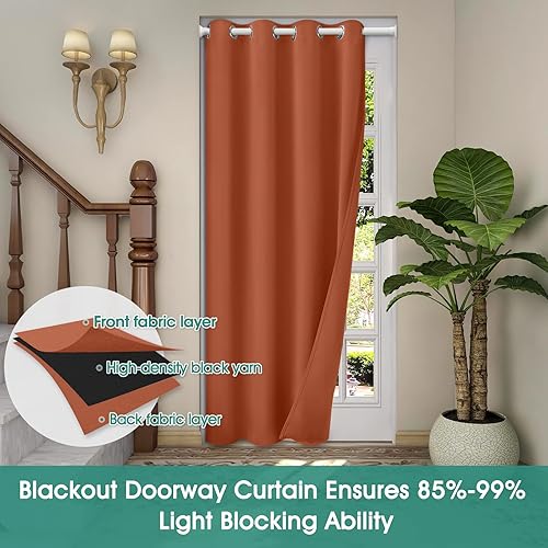 Miniatura 104 de HOMEIDEAS Cortinas de puerta para privacidad de puerta, cortina opaca para puerta de armario para dormitorio, cortinas con aislamiento con lazo