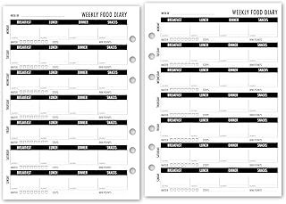 A5 Weekly Food Diary Planner Insert Refill, 5.83″ x 8.27″, Fits 6-Rings Binders - Filofax, LV GM, Moterm, Choice of Quantity