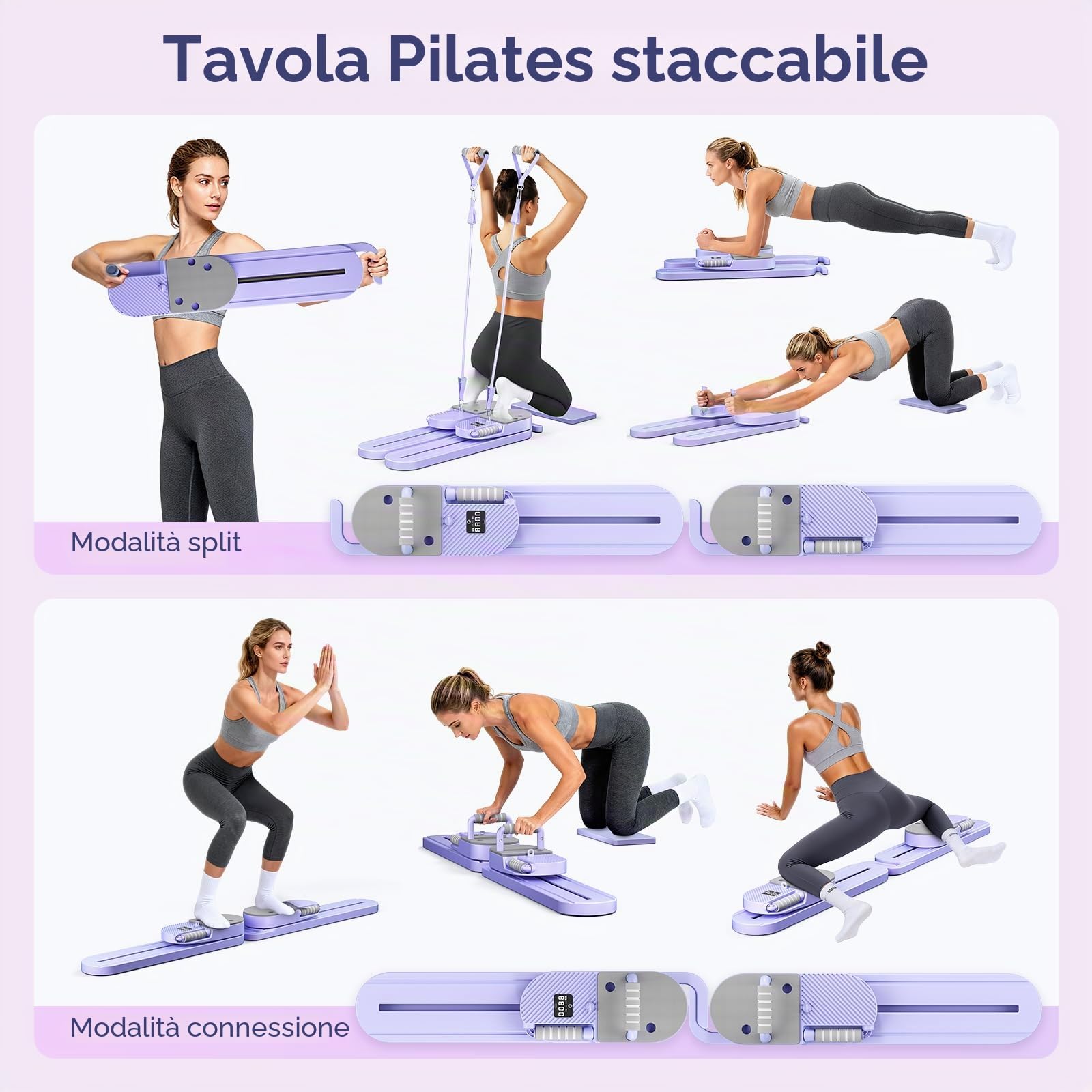 Split Pilates Board Aggiornata, Reformer Pilates a LED, Attrezzatura per l'Allenamento Completo del Corpo, Trainer Addominale Multifunzionale per l'Attrezzatura Domestica