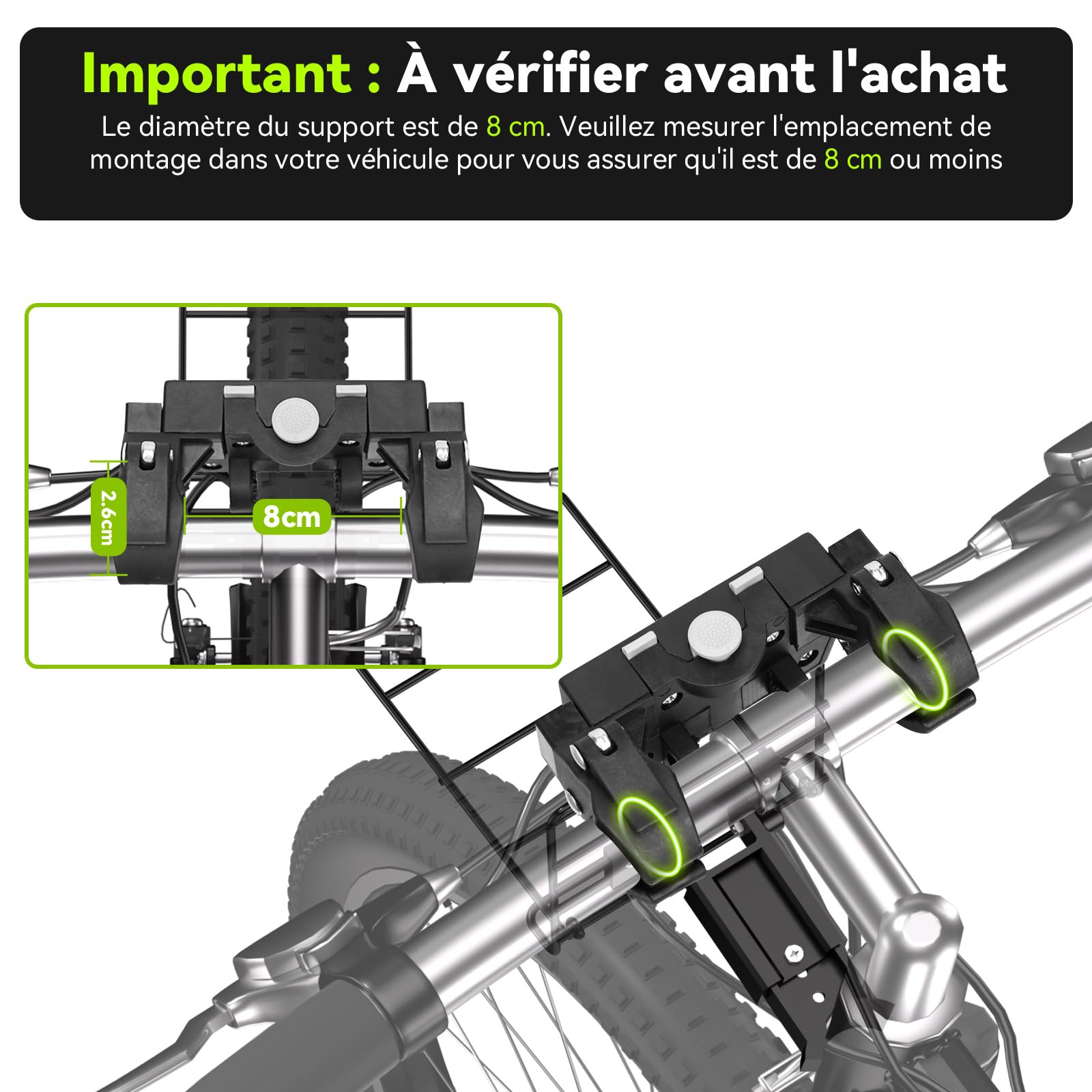 Panier Vélo Avant pour Chiens Chats jusqu'à 10KG avec Support Φ80mm, 4 en 1 Sac à Dos Animaux