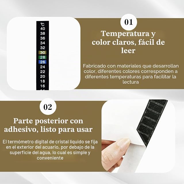 Foto 3 de 7 de 5 Pegatinas de Termómetro para Acuario, Termómetro Autoadhesivo para Acuario