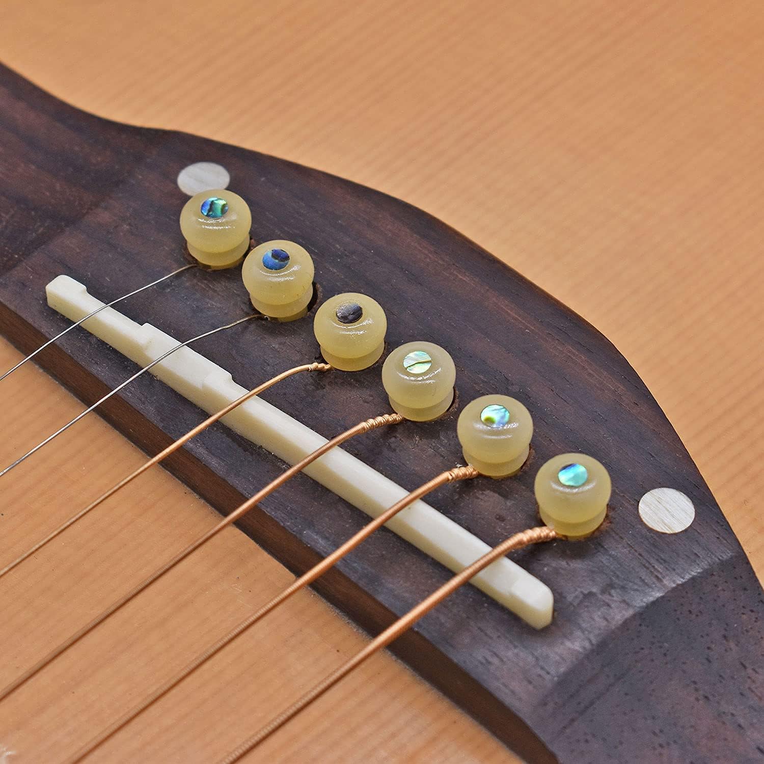 Vencetmat Unbleached Guitar Bridge Pins 6pcs, Nuts & Saddles 2 set, Cut from Complete Bone Wall : Musical Instruments