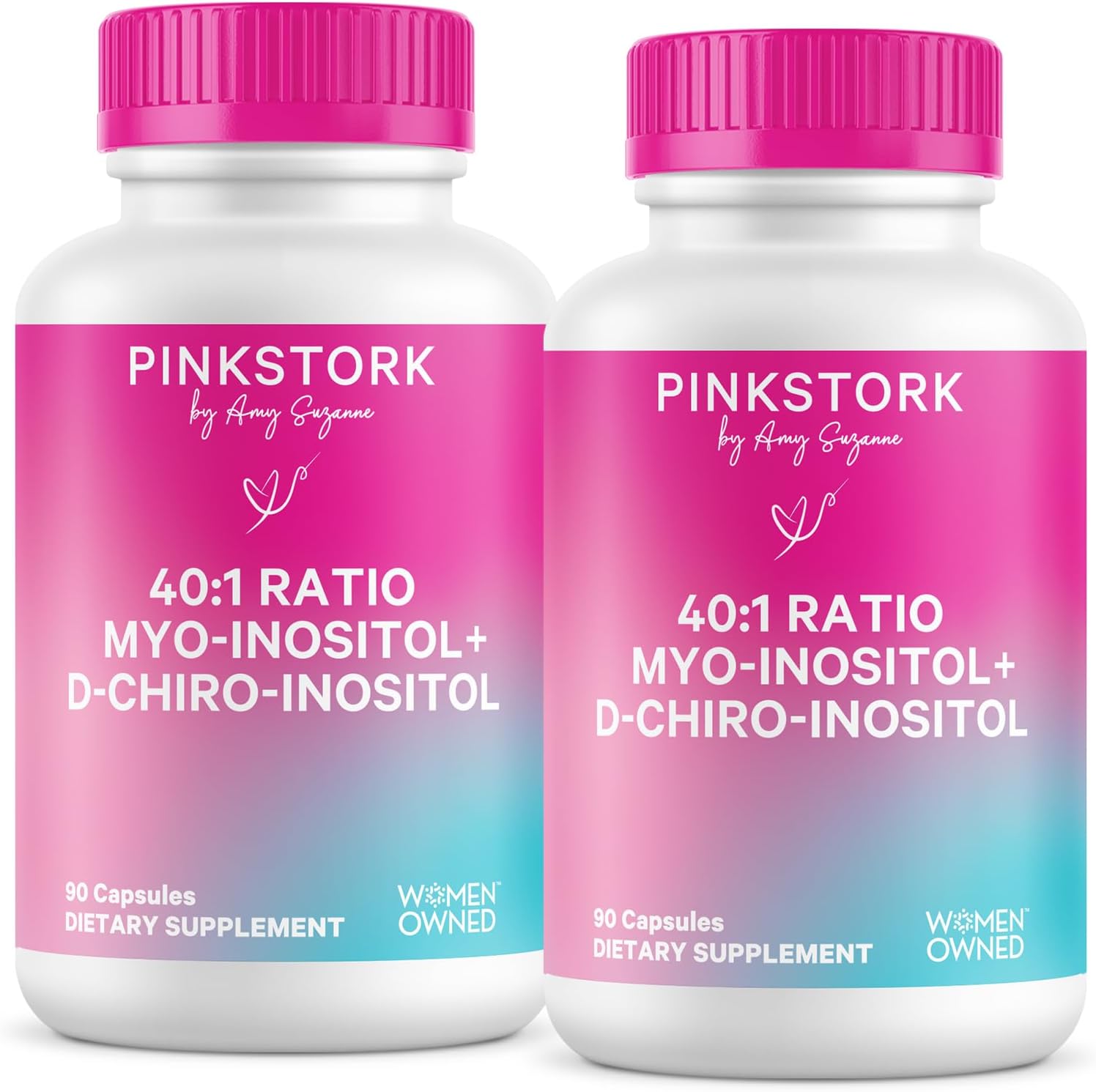 Pink Stork Myo-Inositol & D-Chiro Inositol Supplement - Hormonal Balance for Women - Ovarian Support - 40:1 Ratio - Fertility Supplements for Women - 180 Capsules, 2 Month Supply