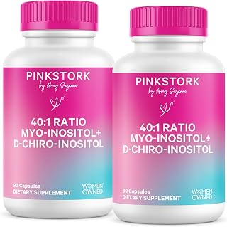 Pink Stork Myo-Inositol & D-Chiro Inositol 40:1 Ratio, 180 Capsules | Fertility Supplements for women, Hormonal Balance, and Ovarian Health Support, 60 Servings