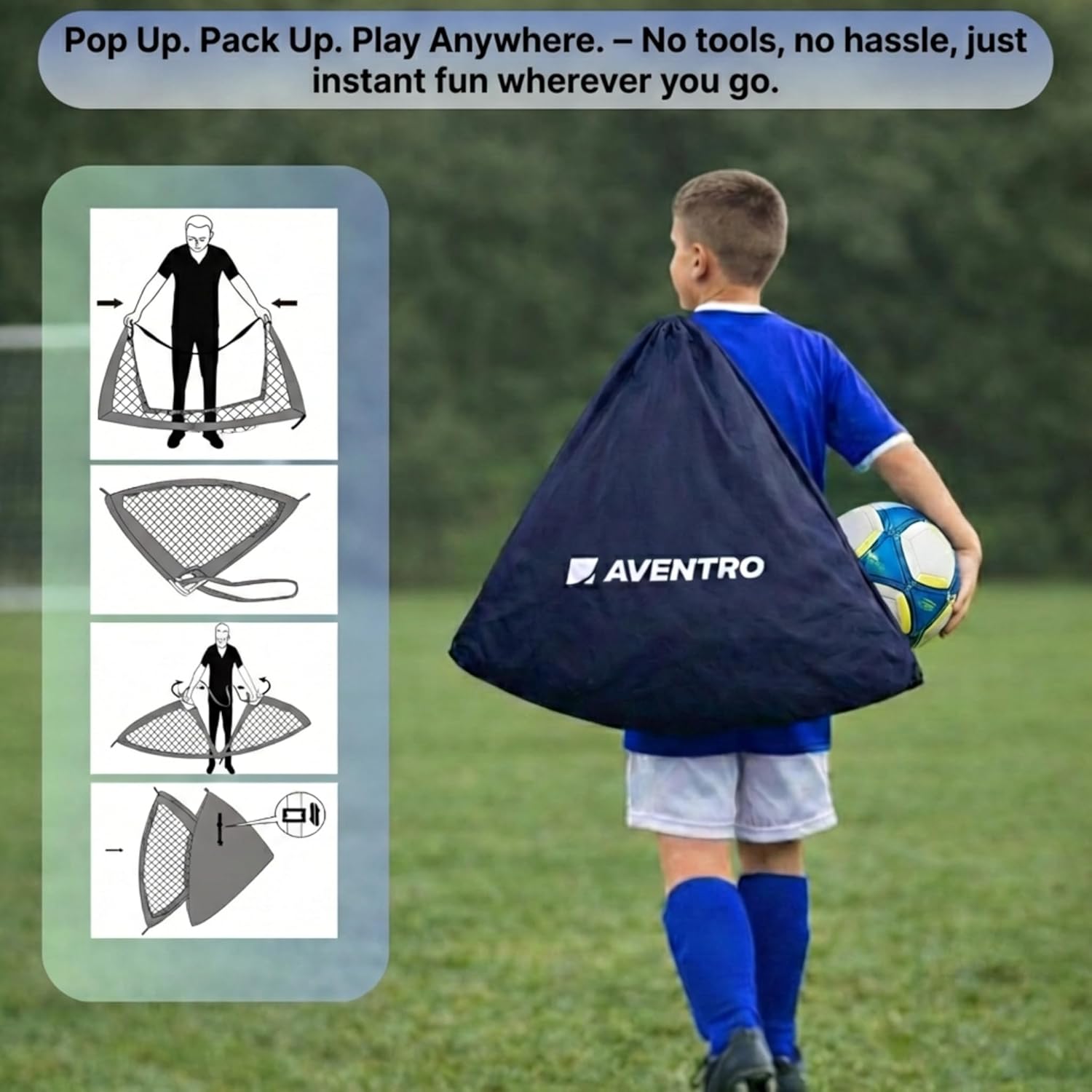 Soccer Goal Set – Pop-Up Net with Target, Premium Ball, Cones, Pump & Sandbags (3x4 ft)