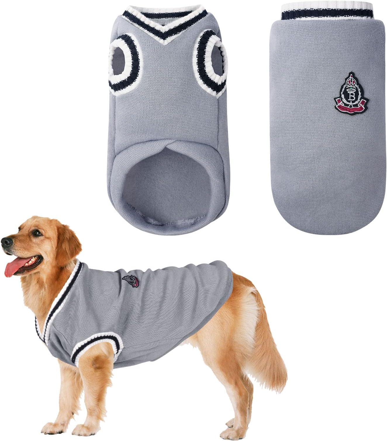 vsshe Dog Sweater, Fashion Warm Dog Cat Jumper, Pet Ribbed Fleece Chihuahua Jumpers Elastic Dog Sweatshirt, Soft Pet Winter Supplies for Puppy Small Medium Large Dogs (Grey, XX-Large)