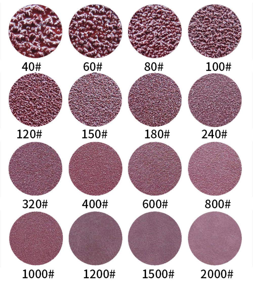 100 Pezzi di Carta vetrata Rotonda Rossa, Carta abrasiva autoadesiva per levigatrice 5"125 mm grane 40-2000,100 Pezzi, 320#