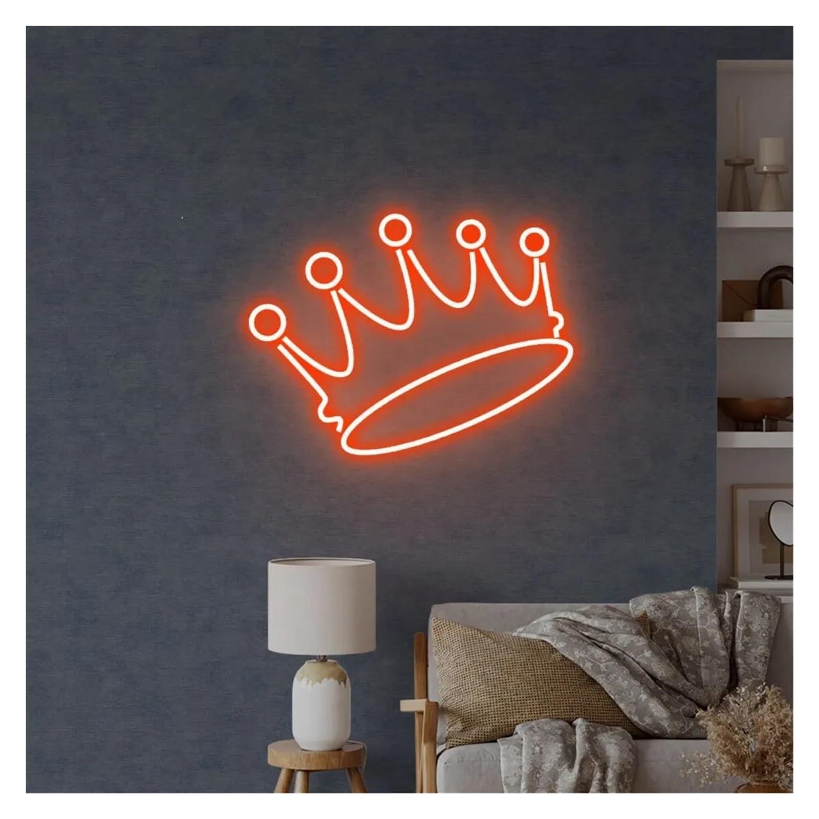 LEMST Signs Lamp Crown Neon Signs USB Powered, Adjustable Brightness Neon Lights Crown Suitable for Bistro Party Decor Commercial Light(C,30cmx40cm)