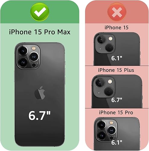 Miniatura 2 de XcaseBar Funda tipo cartera para iPhone 15 Pro Max de 6.7 pulgadas con cremallera para tarjetas de crédito, bloqueo RFID, funda protectora de piel