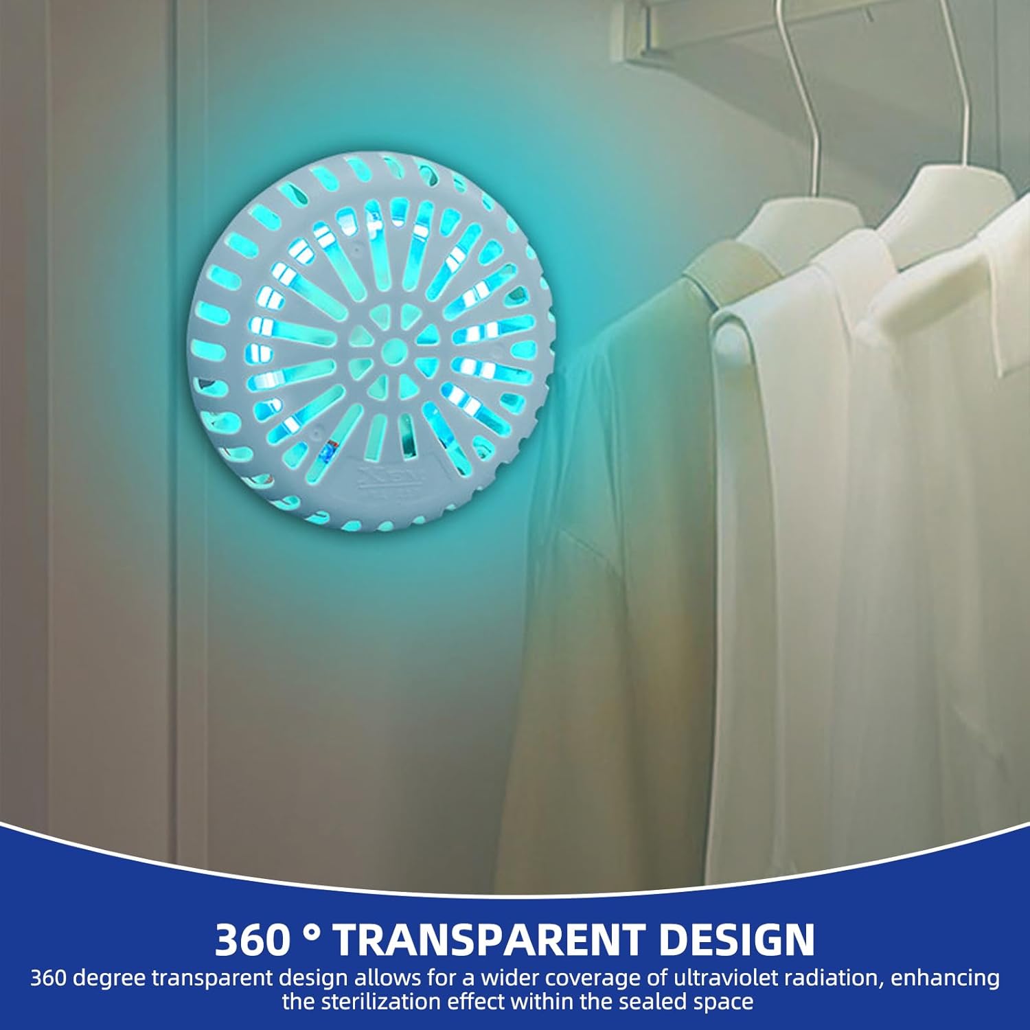 Rechargeable UV Lamp for Refrigerator, Portable UV Light Cleaner, Wall-Mounted UV Light for Home, Shoe Cabinets, Wardrobes, Office, Hotel, School