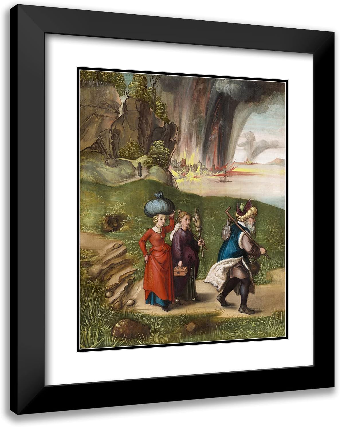 ArtDirect Albrecht Dürer 20x24 Black Modern Frame and Double Matted Museum Art Print Titled - Lot and His Daughters (C. 1496-1499)