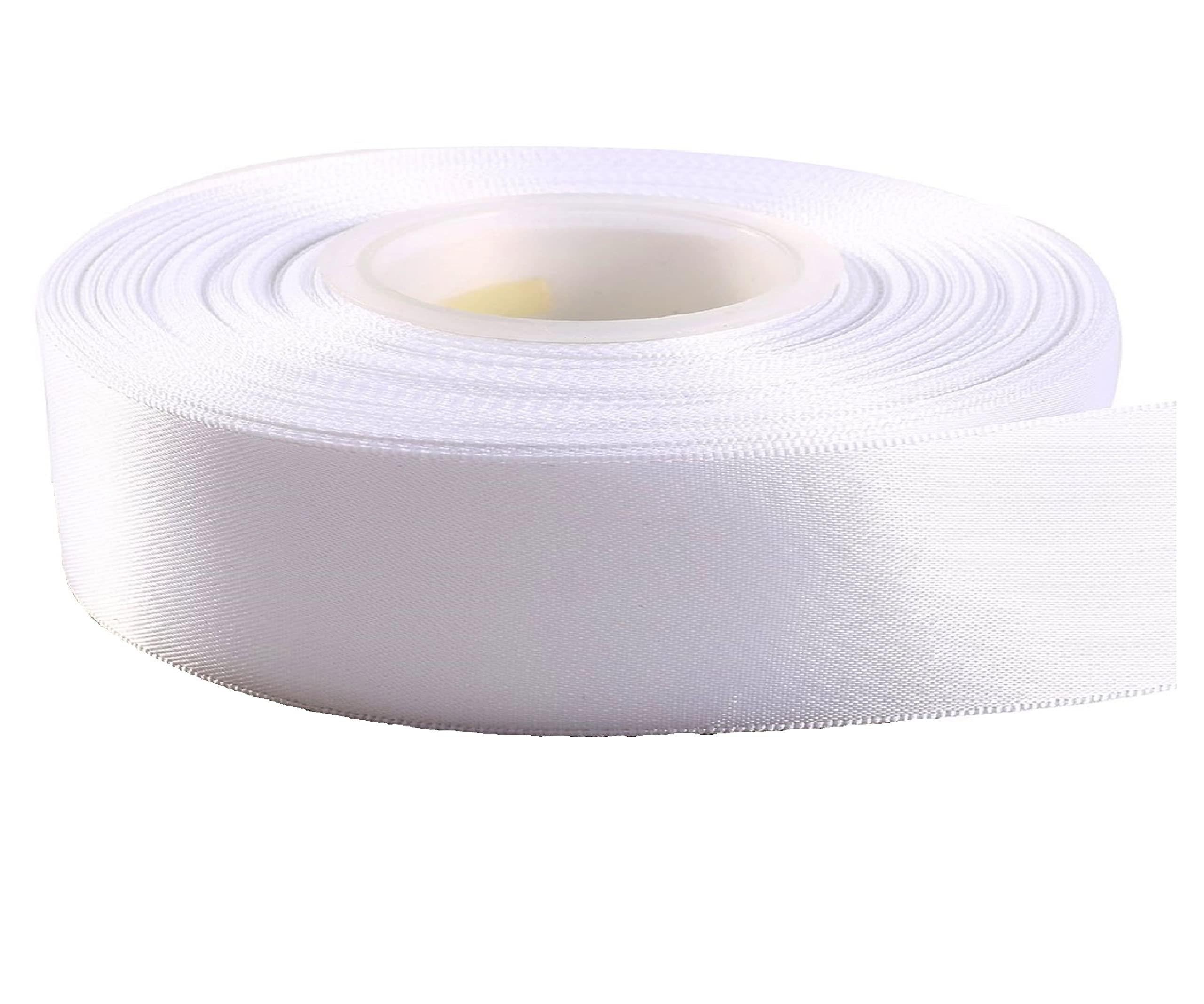 Gcs London White 25 Yards / 23Meters Of Satin Ribbon 12Mm Gift Wrap Ribbon, Ribbons For Gift Wrapping, Christmas Ribbon, Gift Wrapping Ribbon For Crafting, Wedding Party Decor (White)