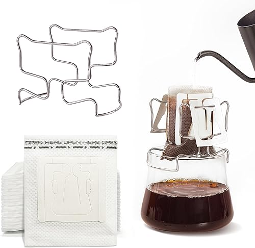 SanSLicoo Hanging Ear Drip Coffee Bag Holder with 50-100Pcs Portable Coffee Filt