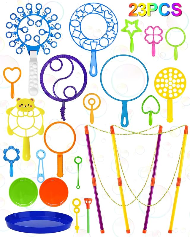 UniStylar Big Bubble Wands,Kids Giant Large Huge Bubble Wands Set,23 Pcs | Big Bubble Wands, Bulk with Tray For Kids Adults, Summer Outside Activities, Huge Birthday Party Favors Games