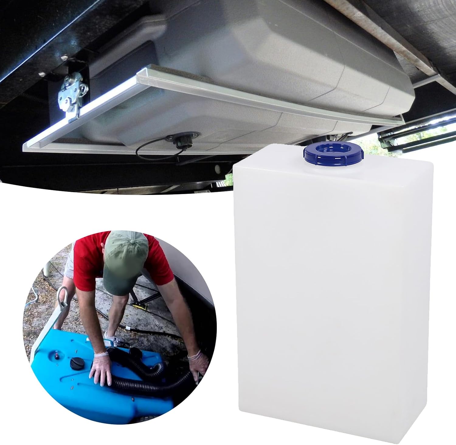 12 Gallons RV Water Tank, Excellent Sealing Weather Proof Shock r esistant Water Storage Container, for Trailer Campervan Boat Yacht