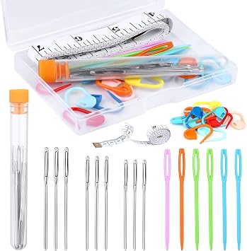 Yarn Needles Large Eye for Crochet Knitting Accessories Knitting Needles | Yarn Needles and Stitch Markers Plastic Sewing Needles Stitch Holders for Knitting Diy Handmade and Sewing