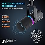 FEELWORLD PM1 XLR USB Dynamic Microphone with Boom Arm Stand for Podcast Recording PC Computer Gaming Live Streaming Vocal Voice-Over, Studio Metal Mic, RGB Light, Mute Button, Headphones Jack