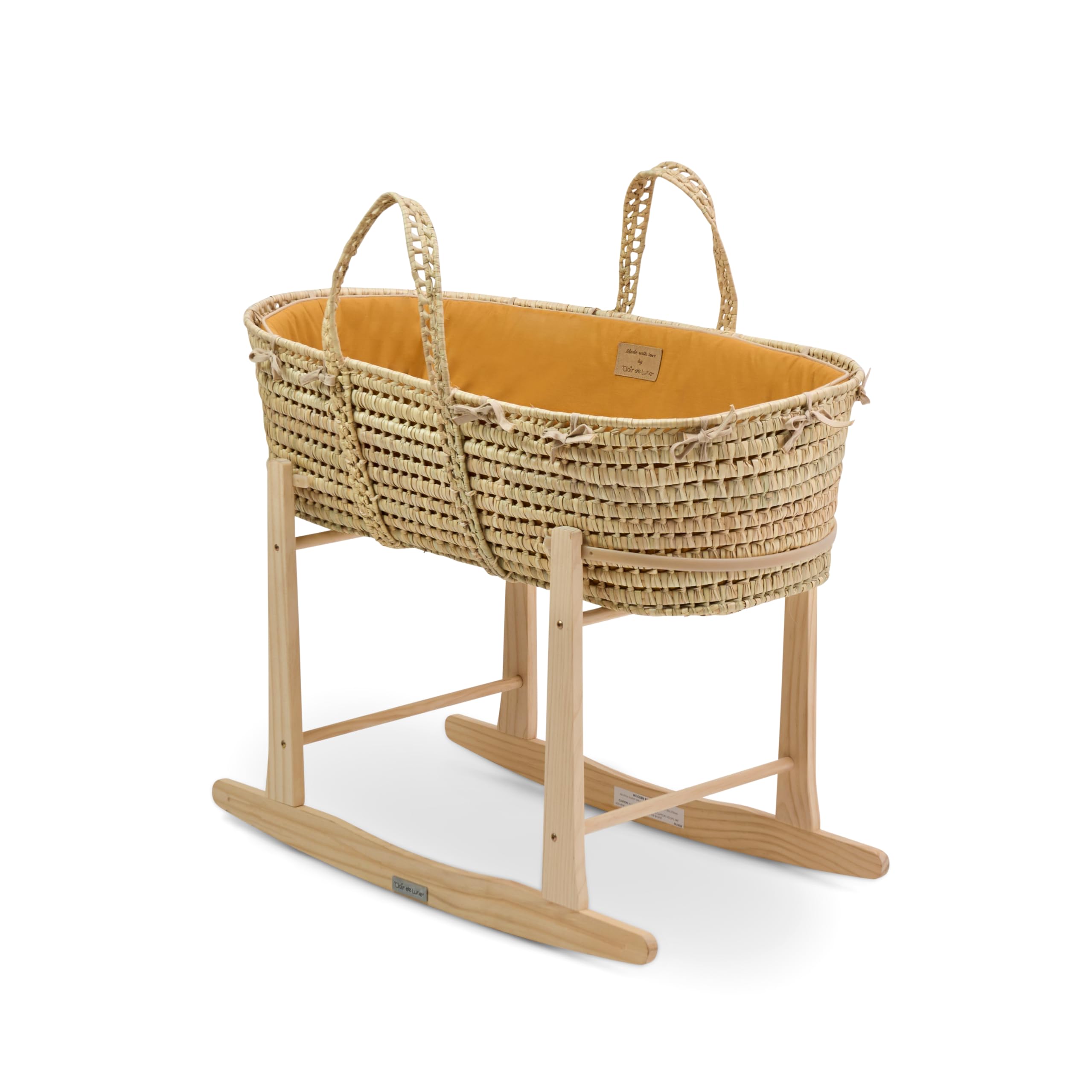 Clair de Lune Couffin et Support en Palmier Biologique, Jaune