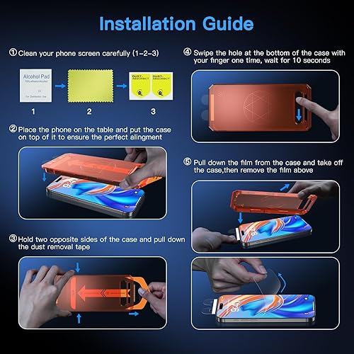 Vista 72 de Uyiton Protector de pantalla de privacidad para iPhone 13/13 Pro/14, vidrio irrompible, antiespía de 28° [cero burbujas], cobertura completa, Negro