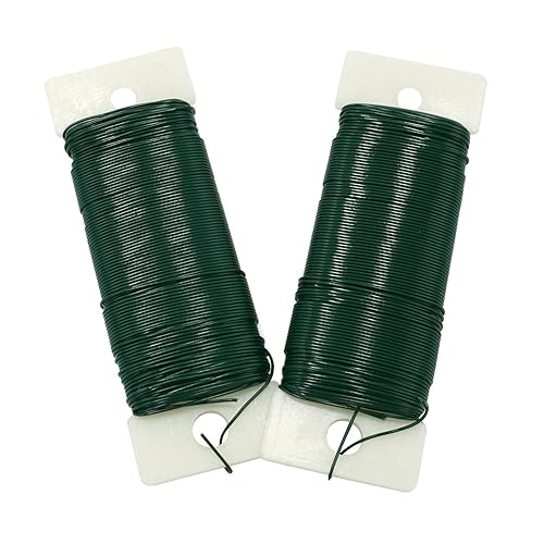 Honbay 2 rollos de alambre floral verde flexible resistente de calibre 22 – Alambre de paleta para coronas, árboles de Navidad, adornos para colgar
