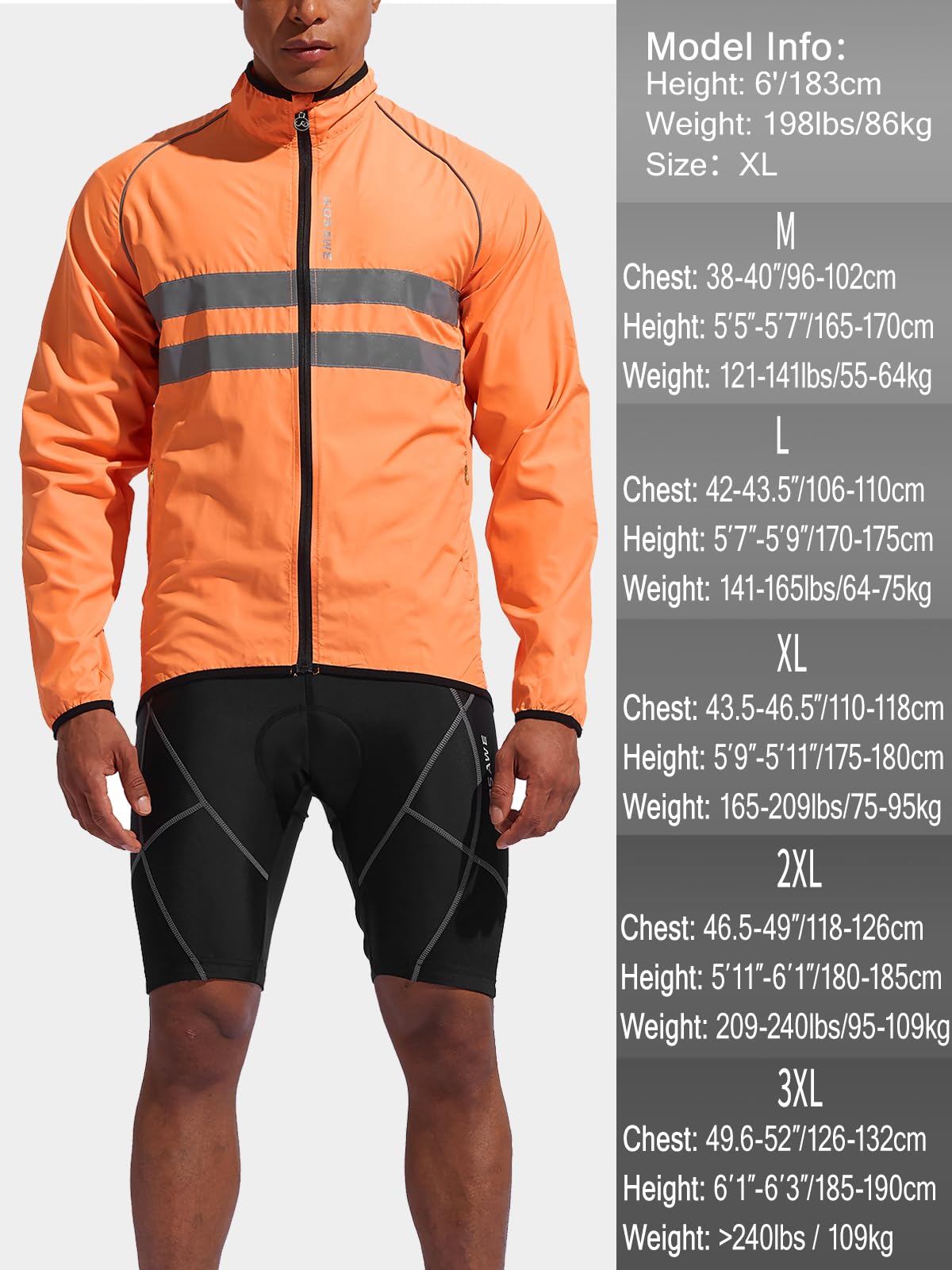 WOSAWE Chaleco de ciclismo para hombre ligero impermeable moto viento abrigo reflectante correr montañismo ropa deportiva