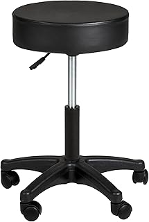 TecTake Sgabello con Ruote | Girevole 360° | Regolabile in Altezza da 48 a 63 cm - Disponibile in Diversi Colori - (Nero | No. 402537)