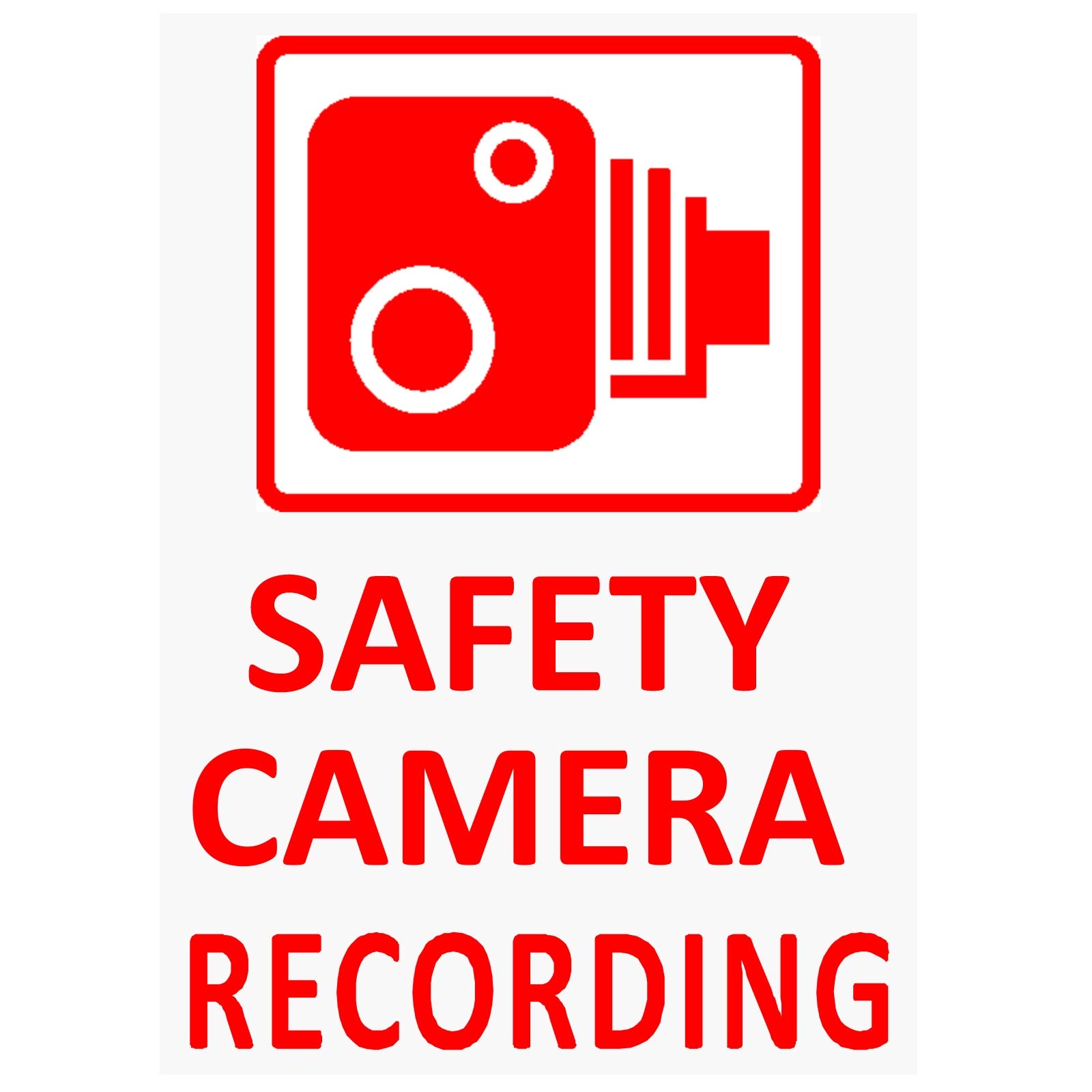 Platinum Place Red Print Onto Clear Backing 4 X Safety Camera Recording-Red Onto Clear-Window Stickers-Vehicle Security Warning Dash Cam Signs-Cctv,Car,Van,Truck,Taxi,Mini Cab,Bus,Coach,Protection,Secure,Deterrent,Notice,60Mm X 87Mm,Protect